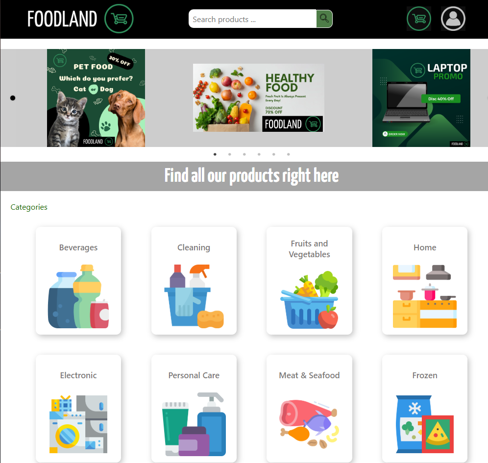 🛒 FoodLand - Supermarket Ecommerce